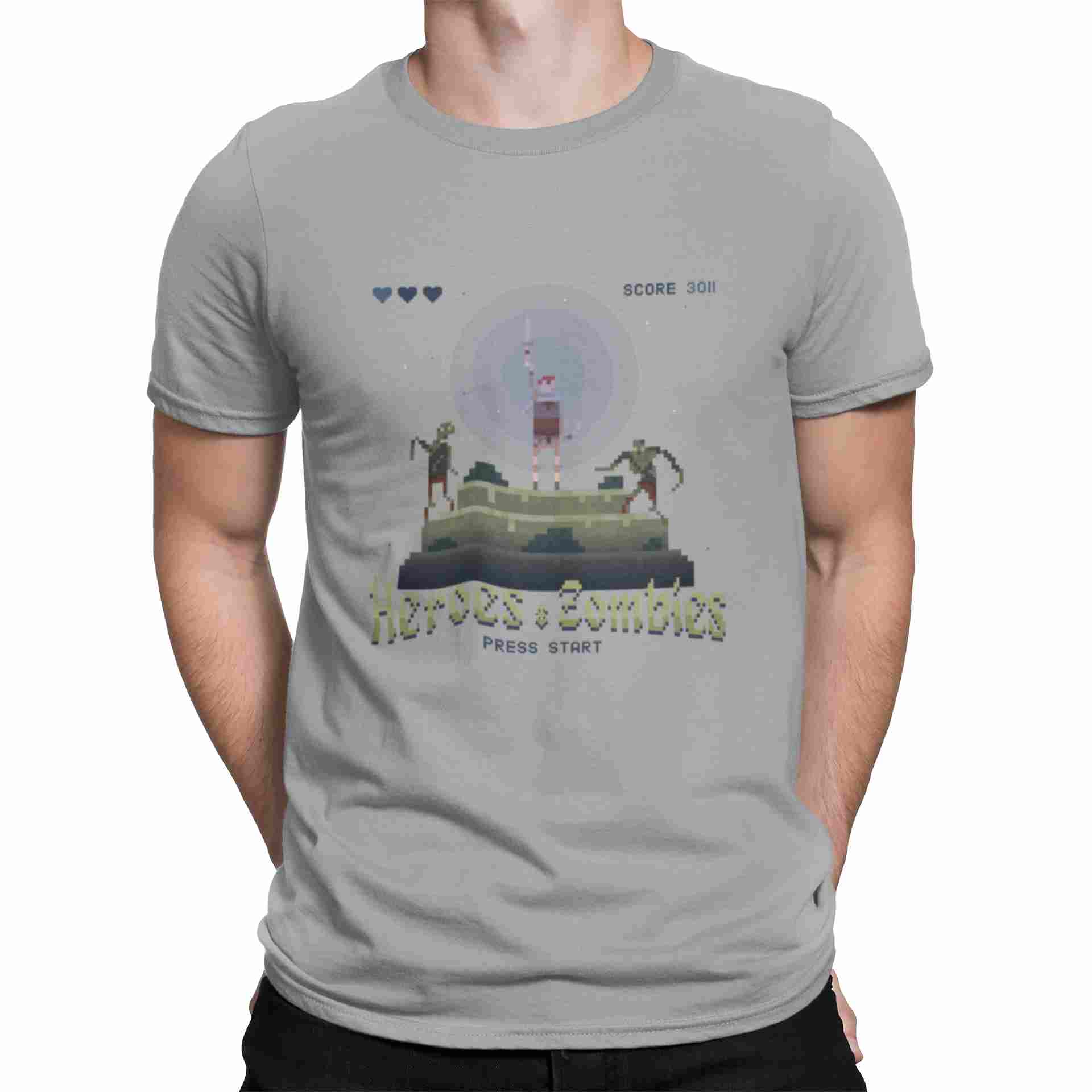 Camiseta Hombres retro Heroes y Zombies