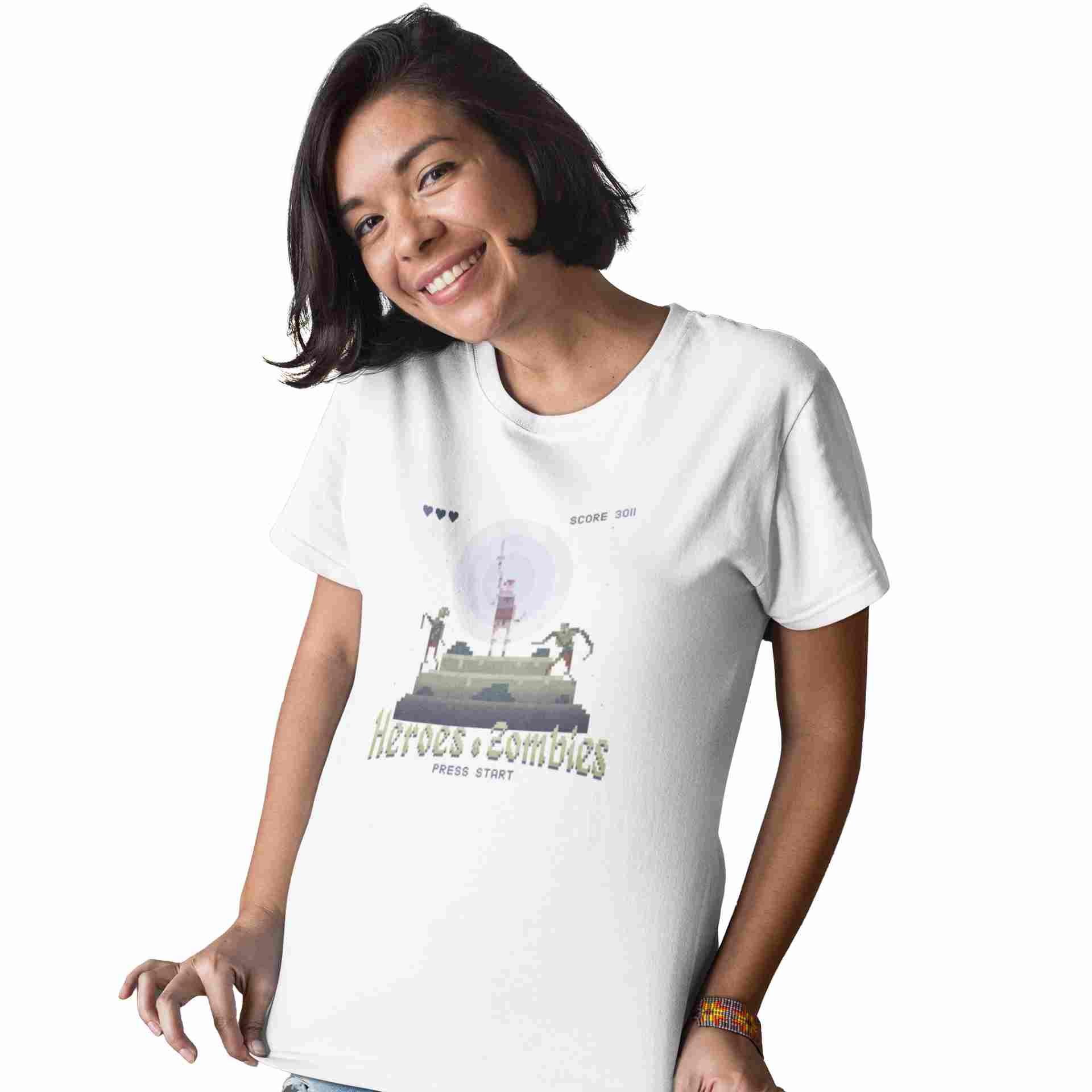 Camiseta Mujer retro Heroes y Zombies